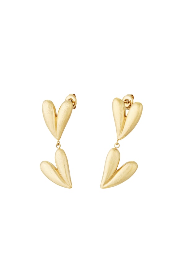 Double heart Earrings - Gold color