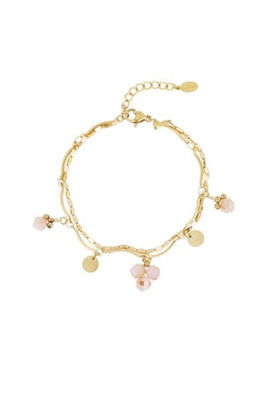 Armband mit rosa Perlen - Farbe Gold  h5 