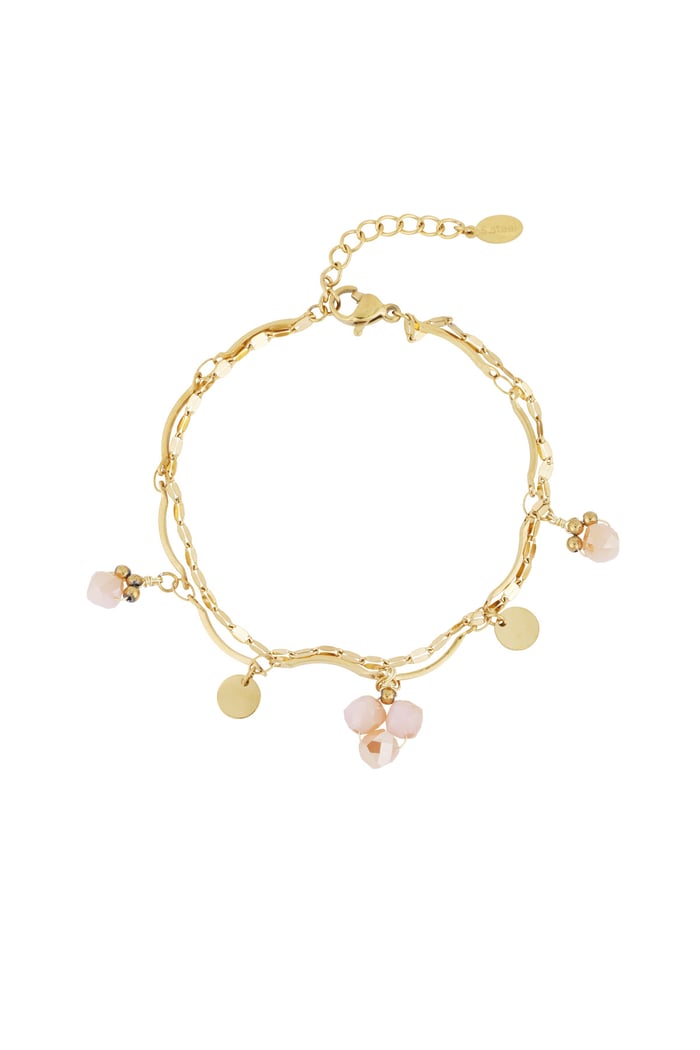 Armband mit rosa Perlen - Farbe Gold  