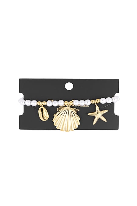 Pearl bracelet with sea charms - Gold color 2