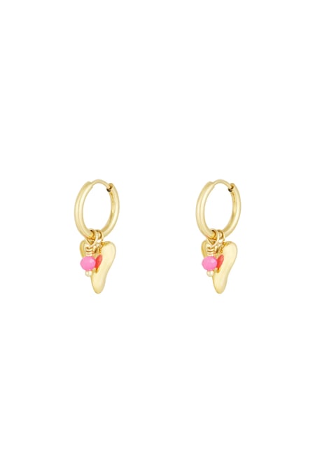 Vivid heart earrings - Gold color 2