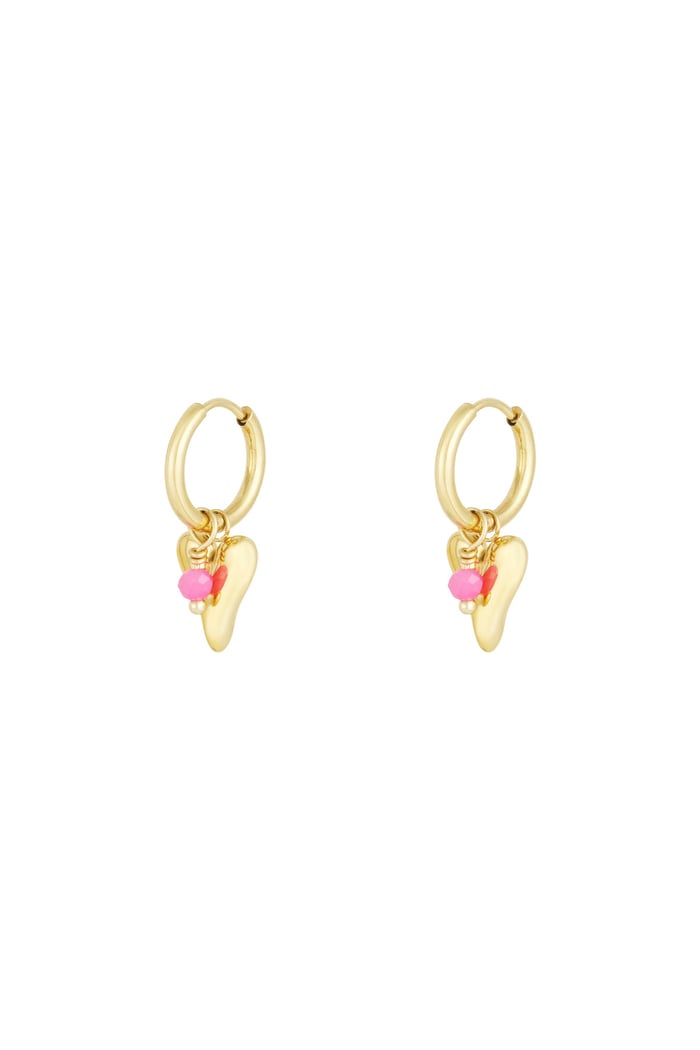 Vivid heart earrings - Gold color 