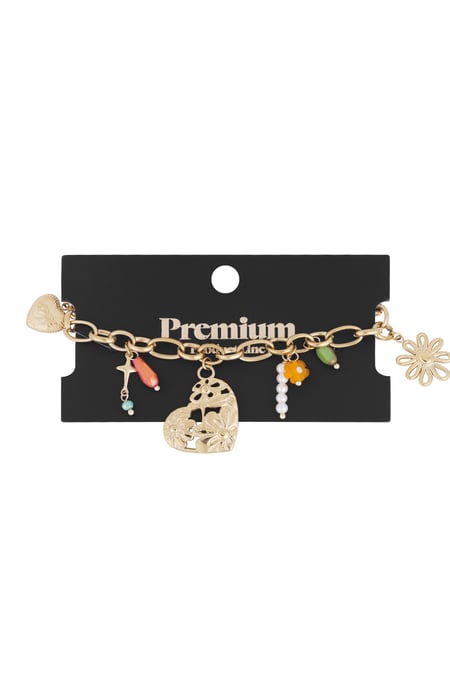 Link bracelet with large charms - gold