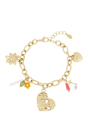 Gliederarmband mit großen Charms - gold h5 