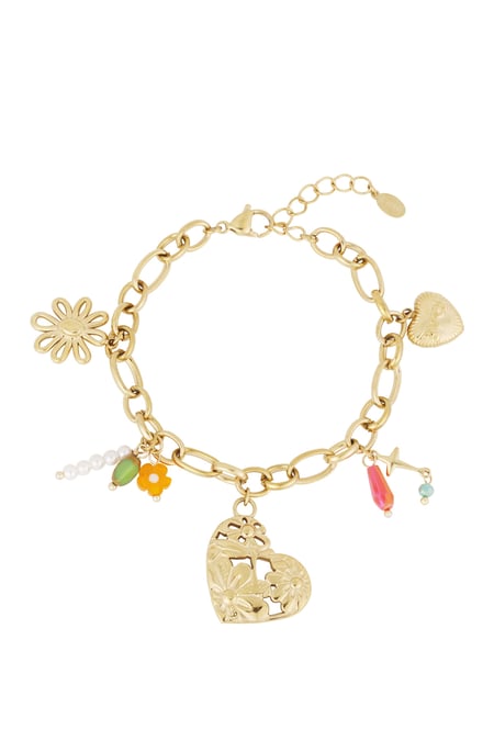 Link bracelet with large charms - gold 2