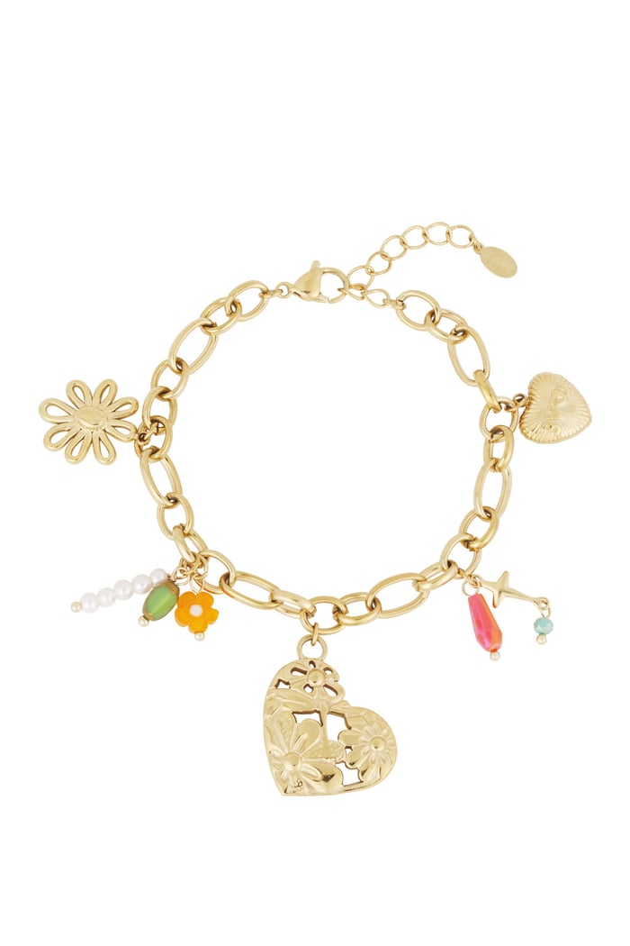 gliederarmband mit großen charms - Goldfarbe 