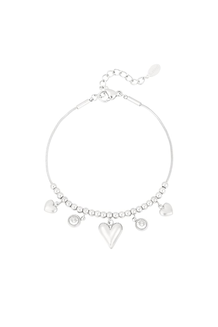 Bracciale cuore scintillante - Colore argento 