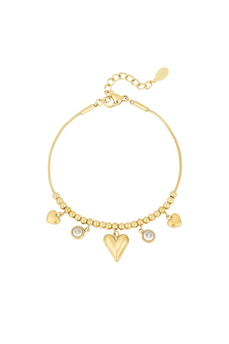 Gleaming heart armband - Goud kleur