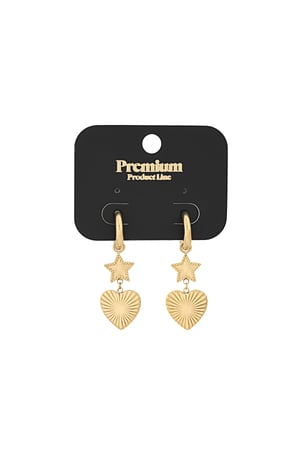 Star heart earrings - Gold color h5 Picture2