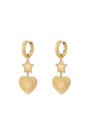 Star heart earrings - Gold color h5 