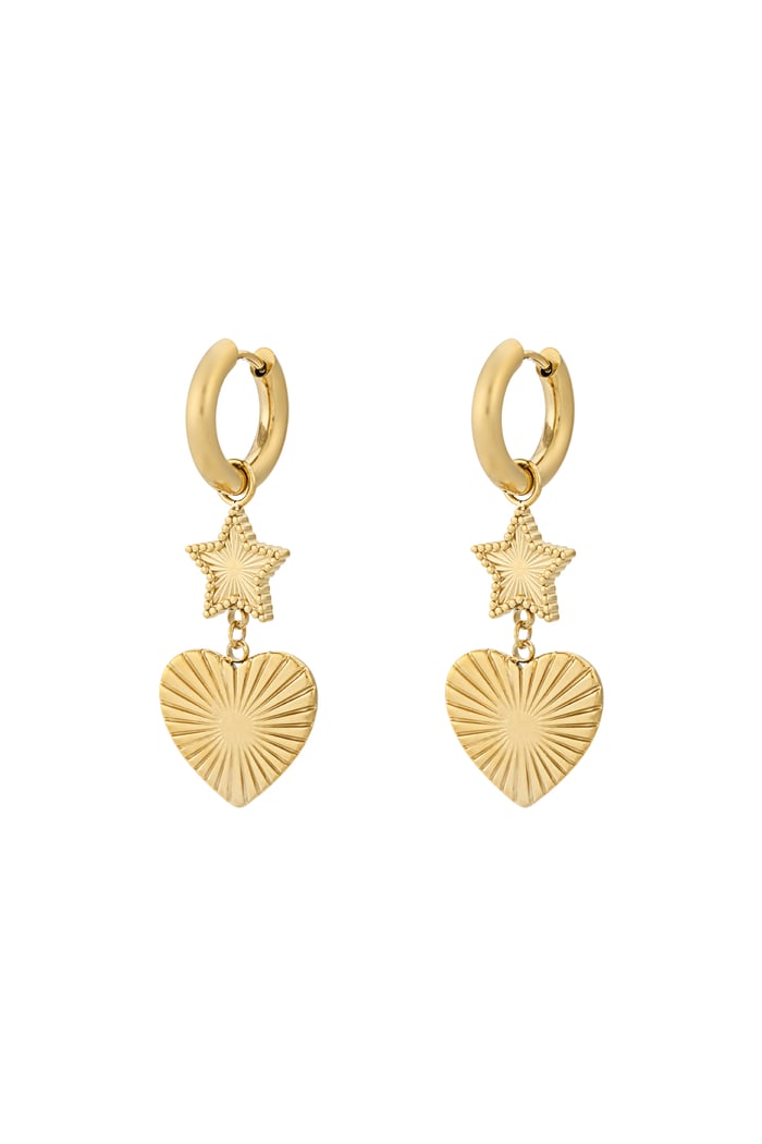 Star heart earrings - Gold color 