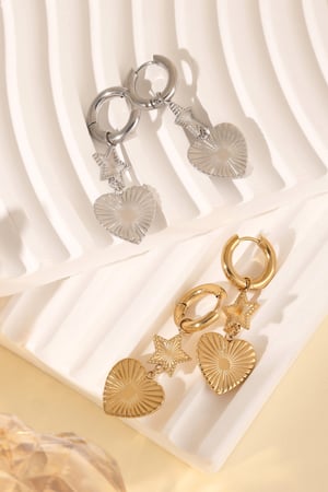 Star heart earrings - Gold color h5 Picture3