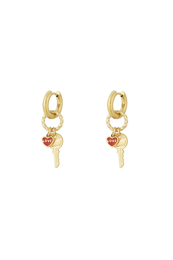 Key to love Earrings - Gold color