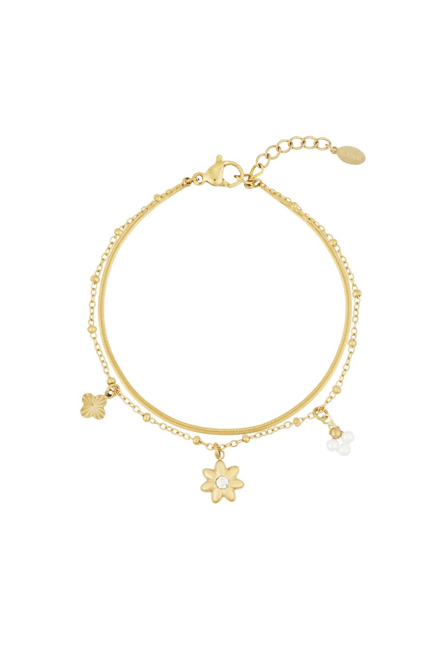 Floral Bracelet - Gold Color 