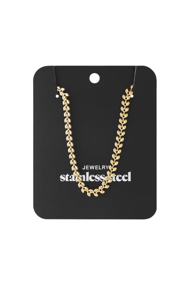 Necklace leafs Gold Color Stainless Steel h5 Picture4