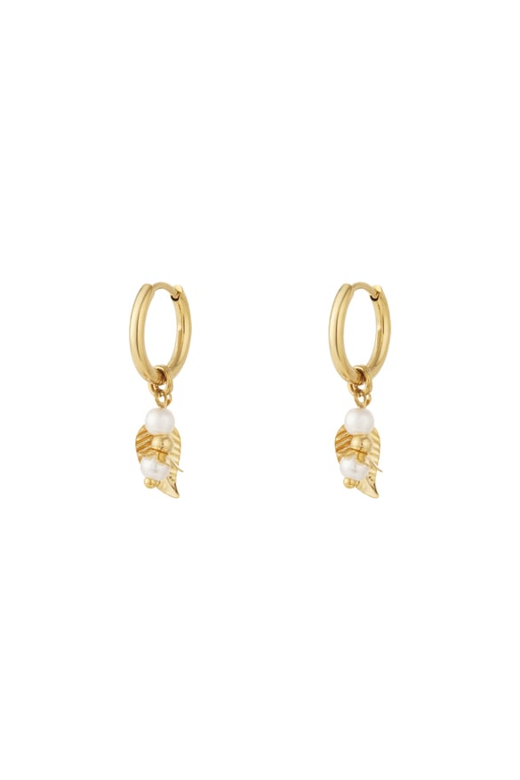 orecchini a foglia con perle - colore oro