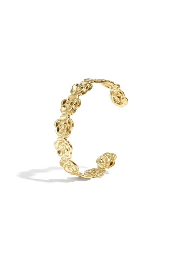 Bracelets manchettes en acier inoxydable, série florale décontractée et simple pour femmes 2