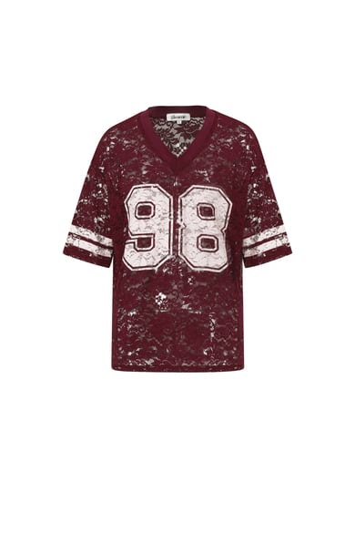 Amerikanisches T-Shirt mit V-Ausschnitt und Spitze h5 