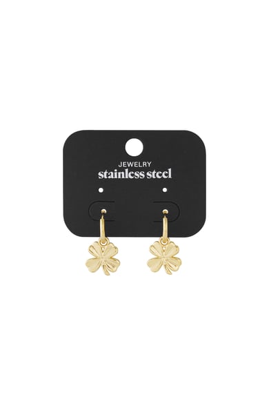 Earrings basic four-leaf clover - Gold Color Stainless Steel h5 Picture2