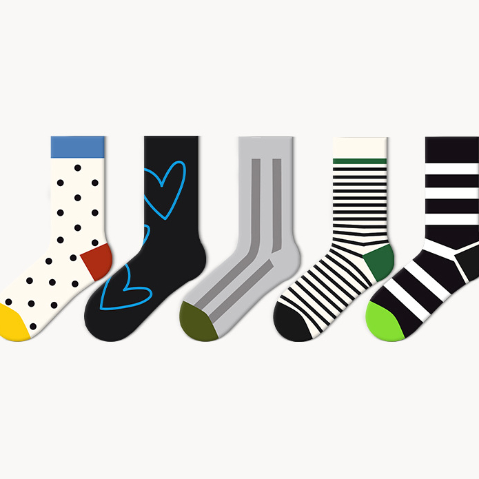 1 Paar gepunktete Retro-Sport-Baumwoll-Wadensocken Bild2