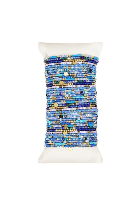 Display met armbanden kleurrijke kralen Blauw & Gold Stainless Steel 2