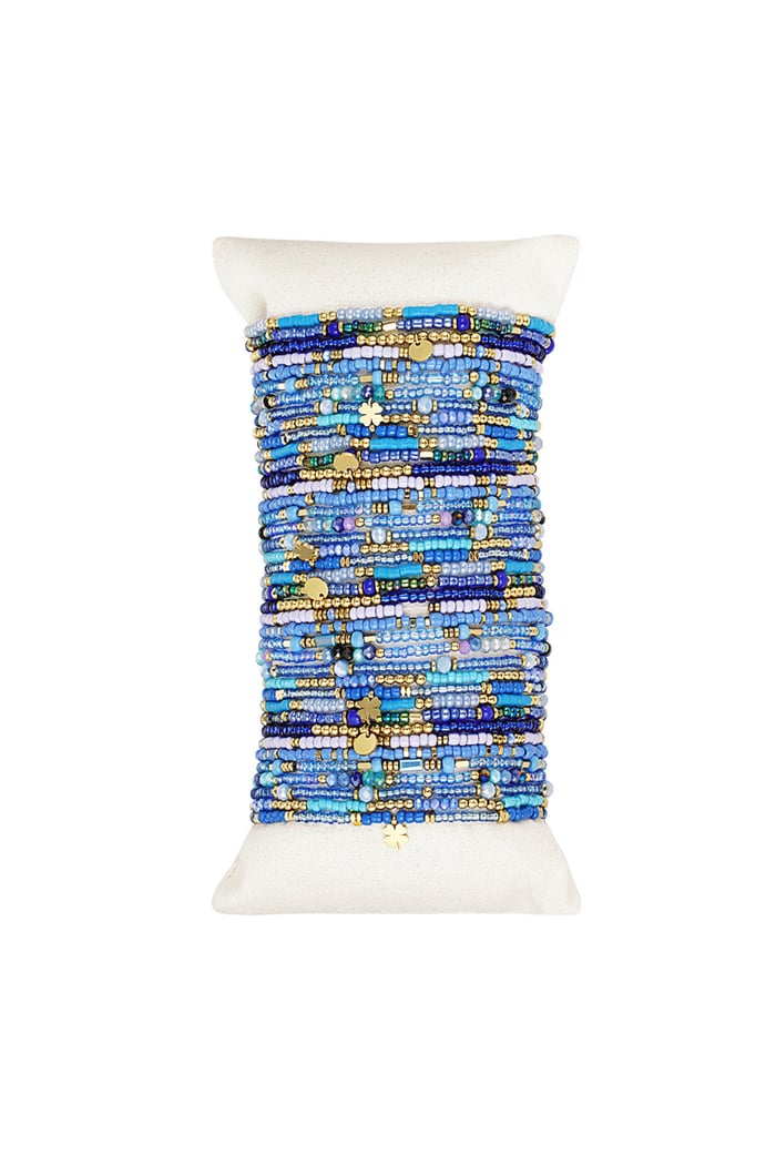 Display with bracelets colorful beads Blue & Gold color Stainless Steel 