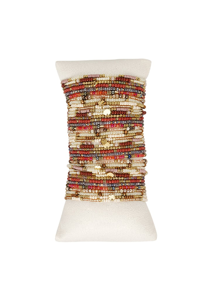 Display with bracelets colorful beads Beige & Gold color Stainless Steel 