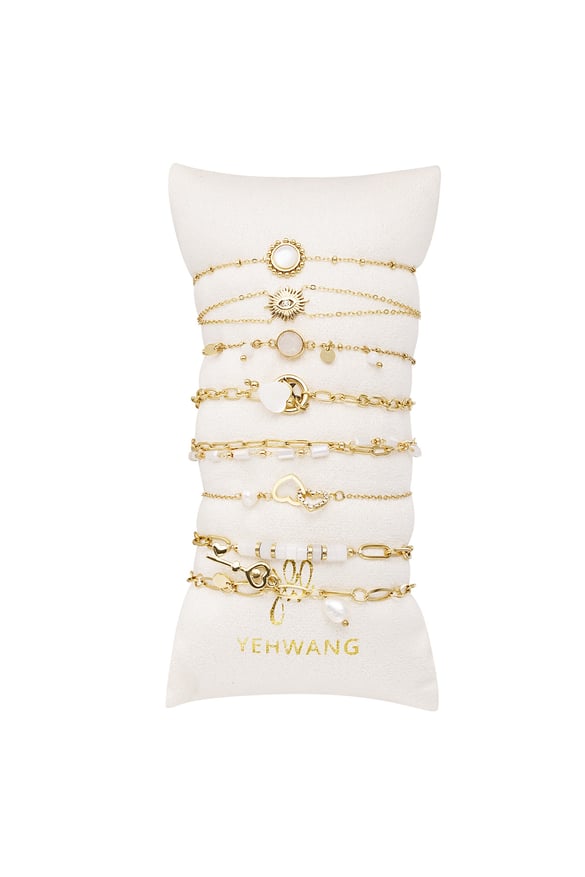 Bracelets display white details - Gold Color Stainless Steel