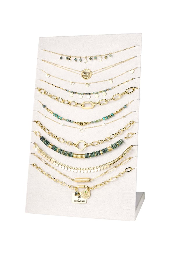 Necklace Display Charms - Green & Gold Color Stainless Steel