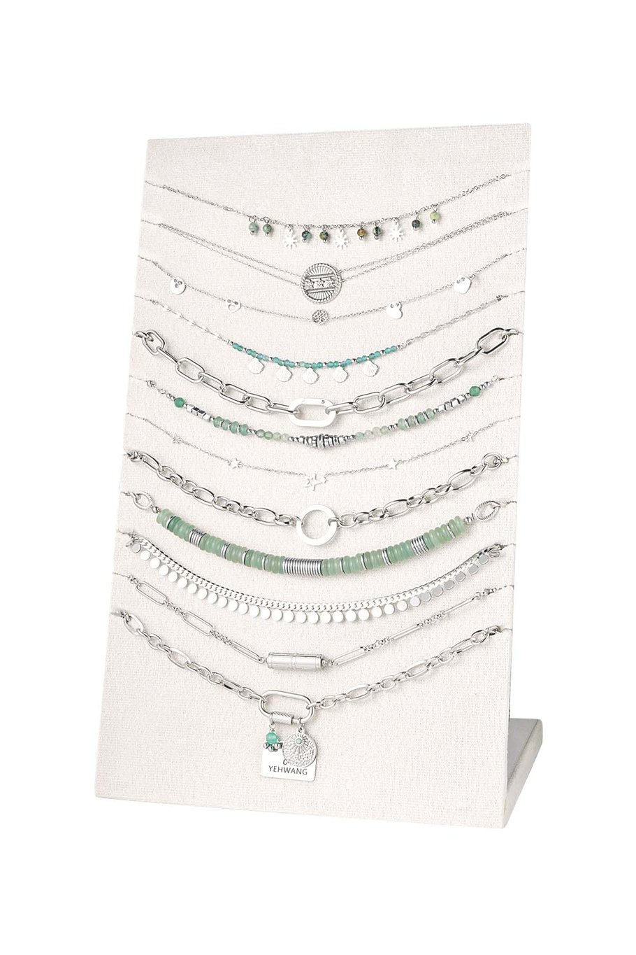 Necklace Display Charms - Green & Gold Color Stainless Steel 