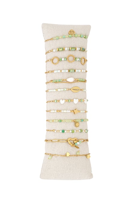 Bracelets display set joyful spark - Green & gold