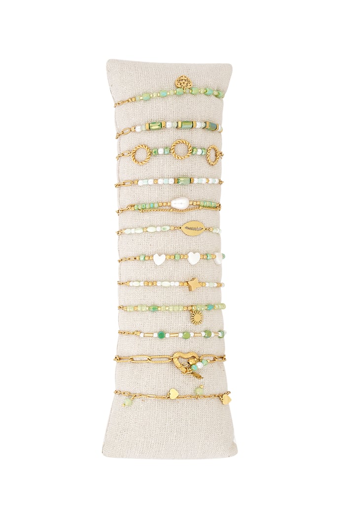 Bracelets display set joyful spark - Green & gold 