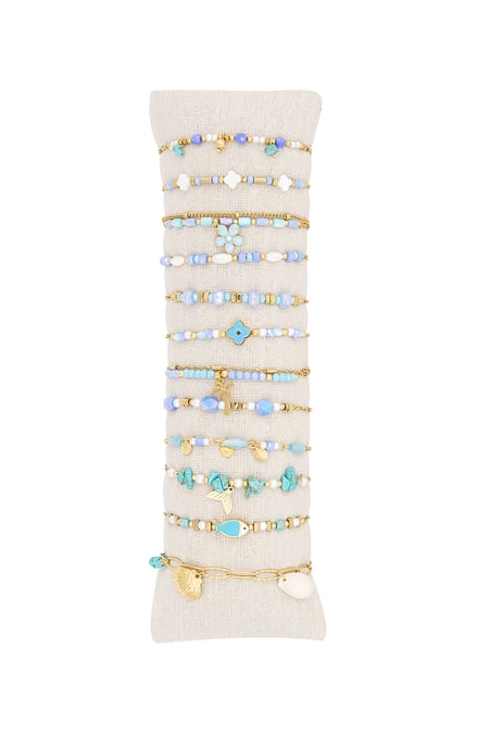 Bracelets display set beach bliss - Blue & gold