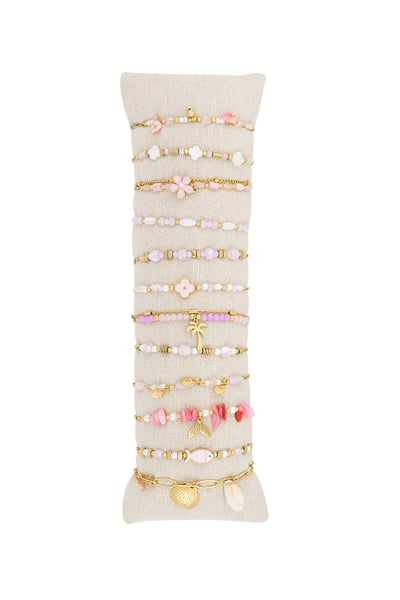 Bracelets display set beach bliss - Pink & gold