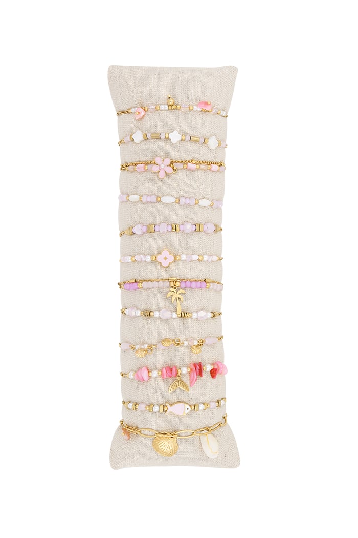 Bracelets display set beach bliss - Pink & gold 