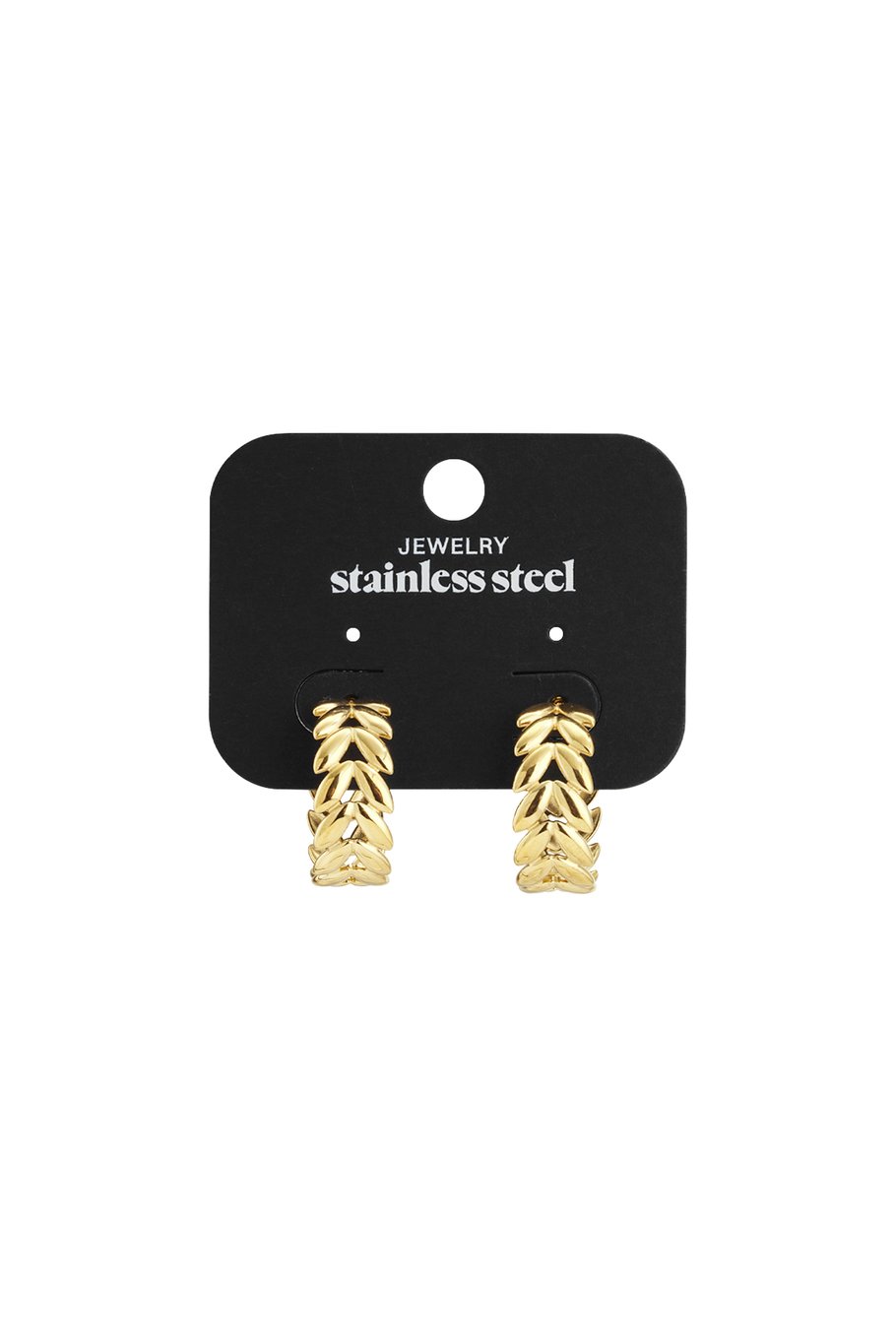 Boucles d'oreilles créoles en acier inoxydable, style feuille, style décontracté, simple et quotidien, bijoux pour femmes h5Image3