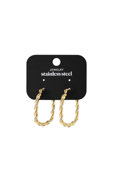 Boucles d&#39;oreilles créoles rectangulaires en acier inoxydable, style décontracté, simple et quotidien, bijoux pour femmes h5 Image3