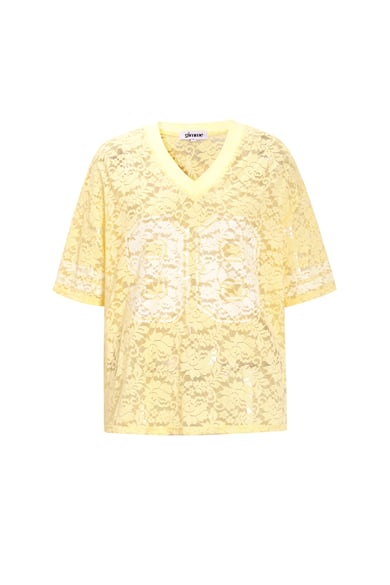 V-Neck Lace American T-shirt h5 
