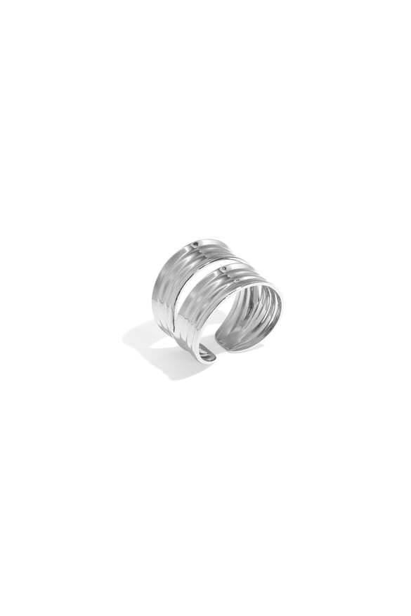 Bagues de déclaration en acier inoxydable de forme irrégulière, série rétro simple et quotidienne, bijoux pour femmes