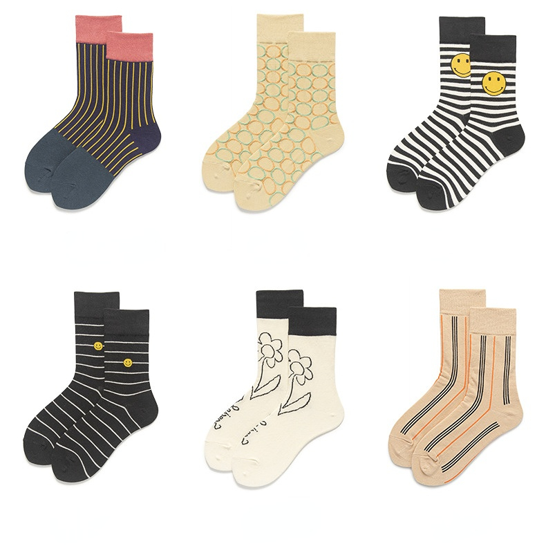 1 Paar bequeme Wadensocken aus Baumwolle mit Punkten und Karomuster Bild2
