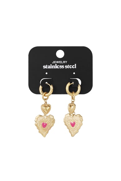 Orecchini pendenti in acciaio inossidabile a forma di cuore, casual, quotidiani, semplici, da donna h5 Immagine3