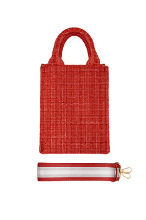 Handbag with pattern & bag strap - red Polyester h5 