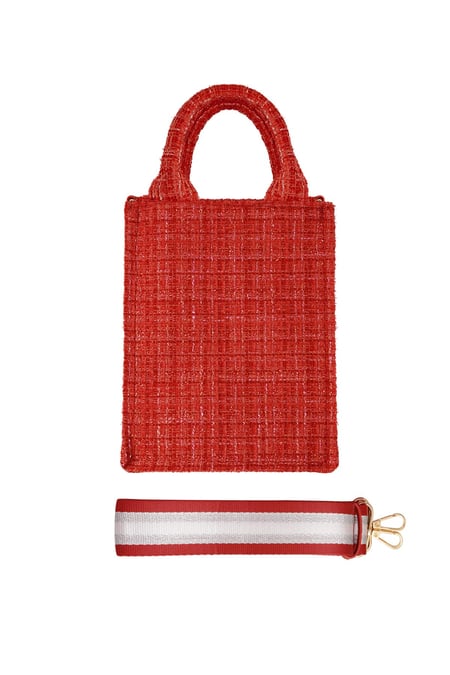 Handbag with pattern & bag strap - red Polyester 2