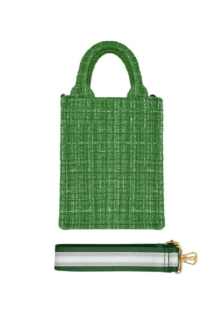 Handbag with pattern & bag strap - green Polyester 2