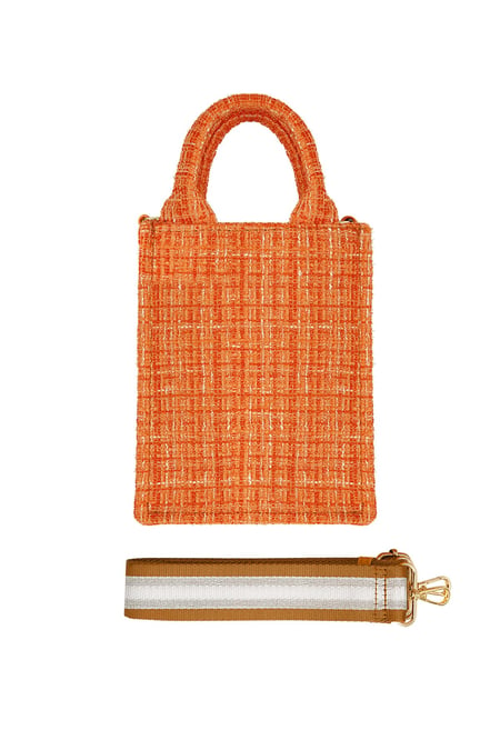 Handbag with pattern & bag strap - orange Polyester 2