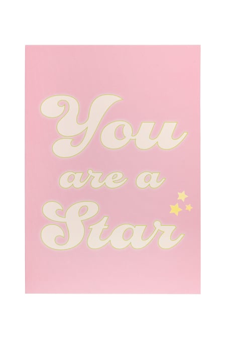 Wenskaart you are a star roze 2