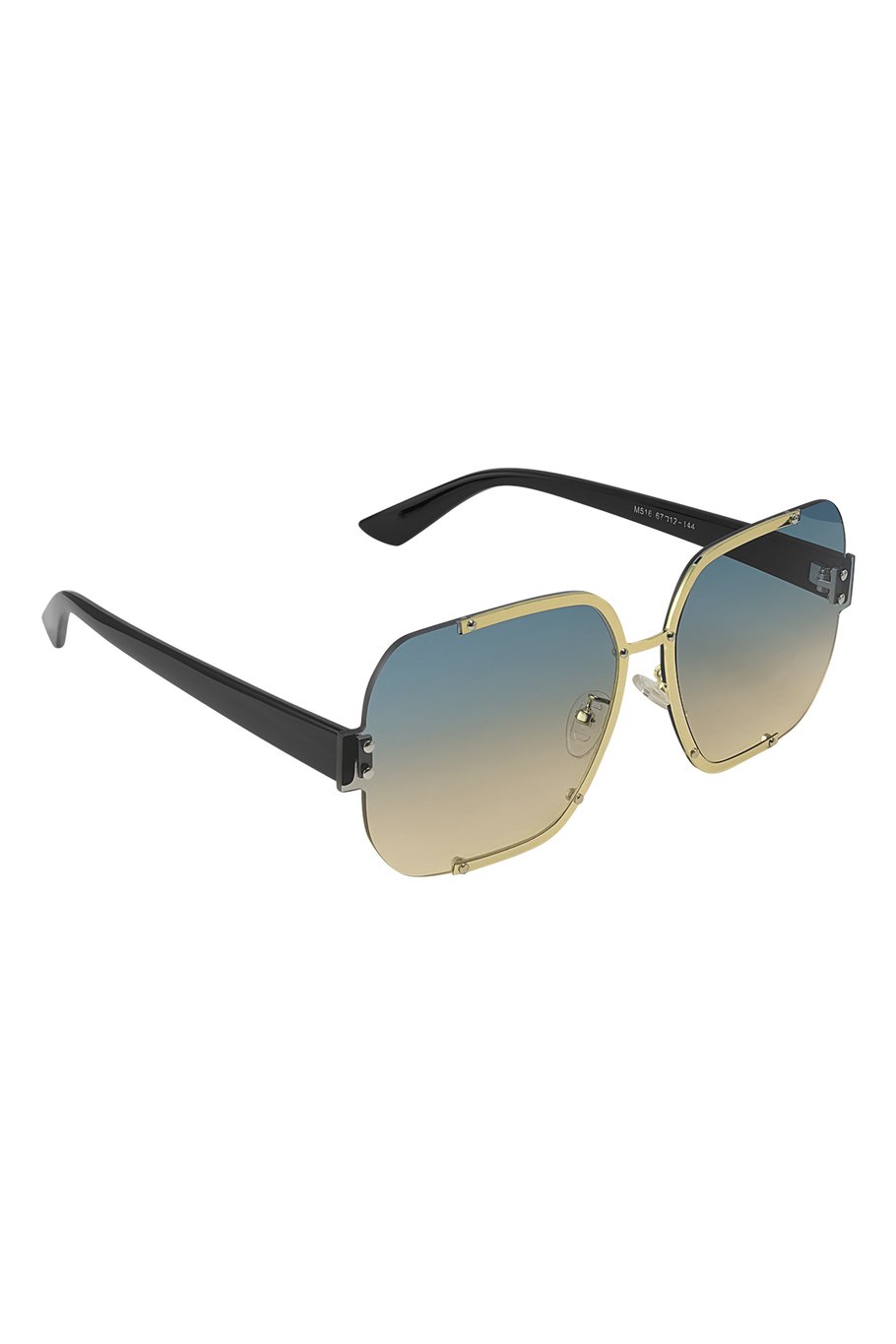 Lunettes de soleil Lunettes rondes Détail doré à l'intérieur Noir Image3