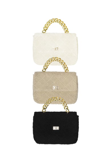 Teddy-Klappentasche mit Goldkette – weiß h5 Bild5