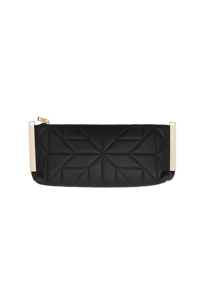 Stitched Clutch Gold Color Hardware - Black 