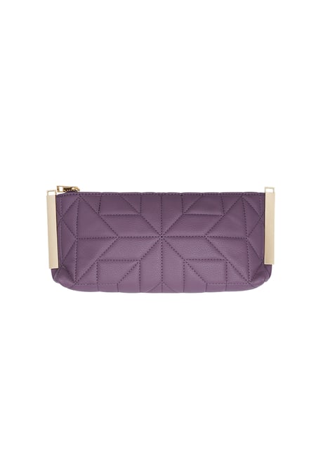 Stitched clutch with Gold Color hardware - purple